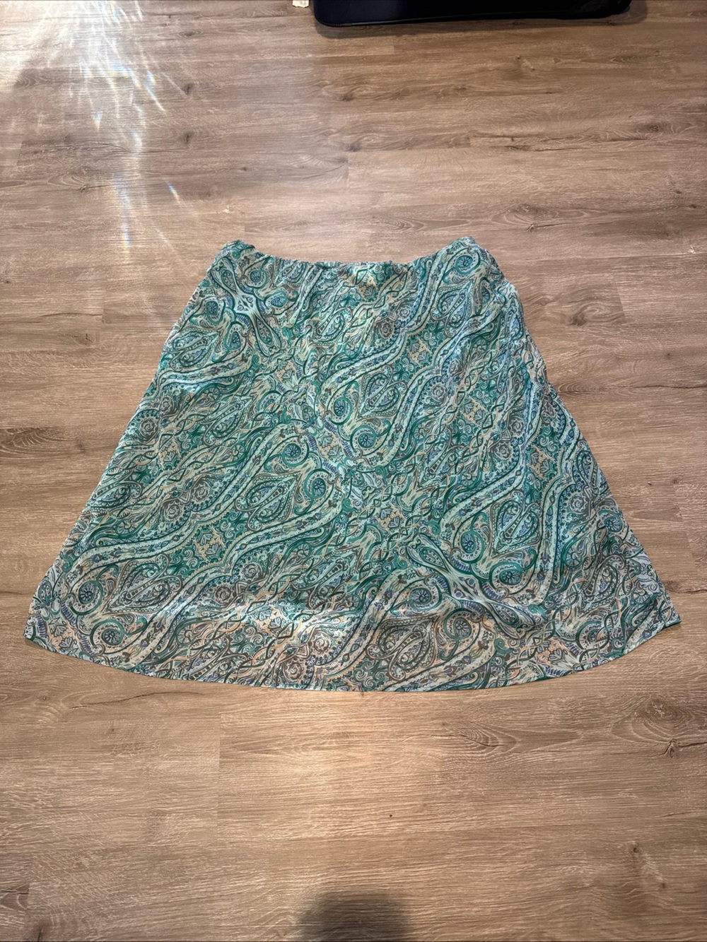 Jaclyn Smith Teal Paisley A-Line Skirt